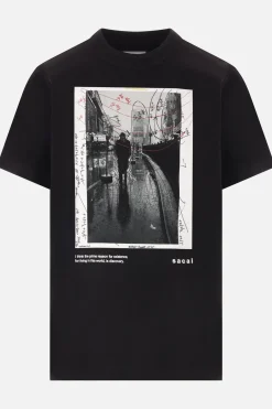 Topwear>SACAI t-shirt James Dean in cotone Nero