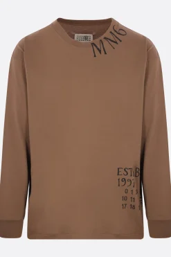 Topwear>MM6 t-shirt oversize a maniche lunghe in cotone Marrone