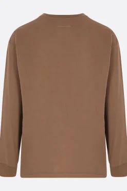 Topwear>MM6 t-shirt oversize a maniche lunghe in cotone Marrone