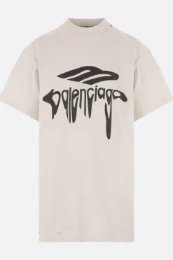 Topwear>BALENCIAGA t-shirt oversize 3B Liquefied in cotone Bianco