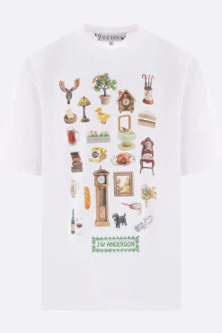 Topwear>JW ANDERSON t-shirt oversize in cotone stampa Diorama Bianco