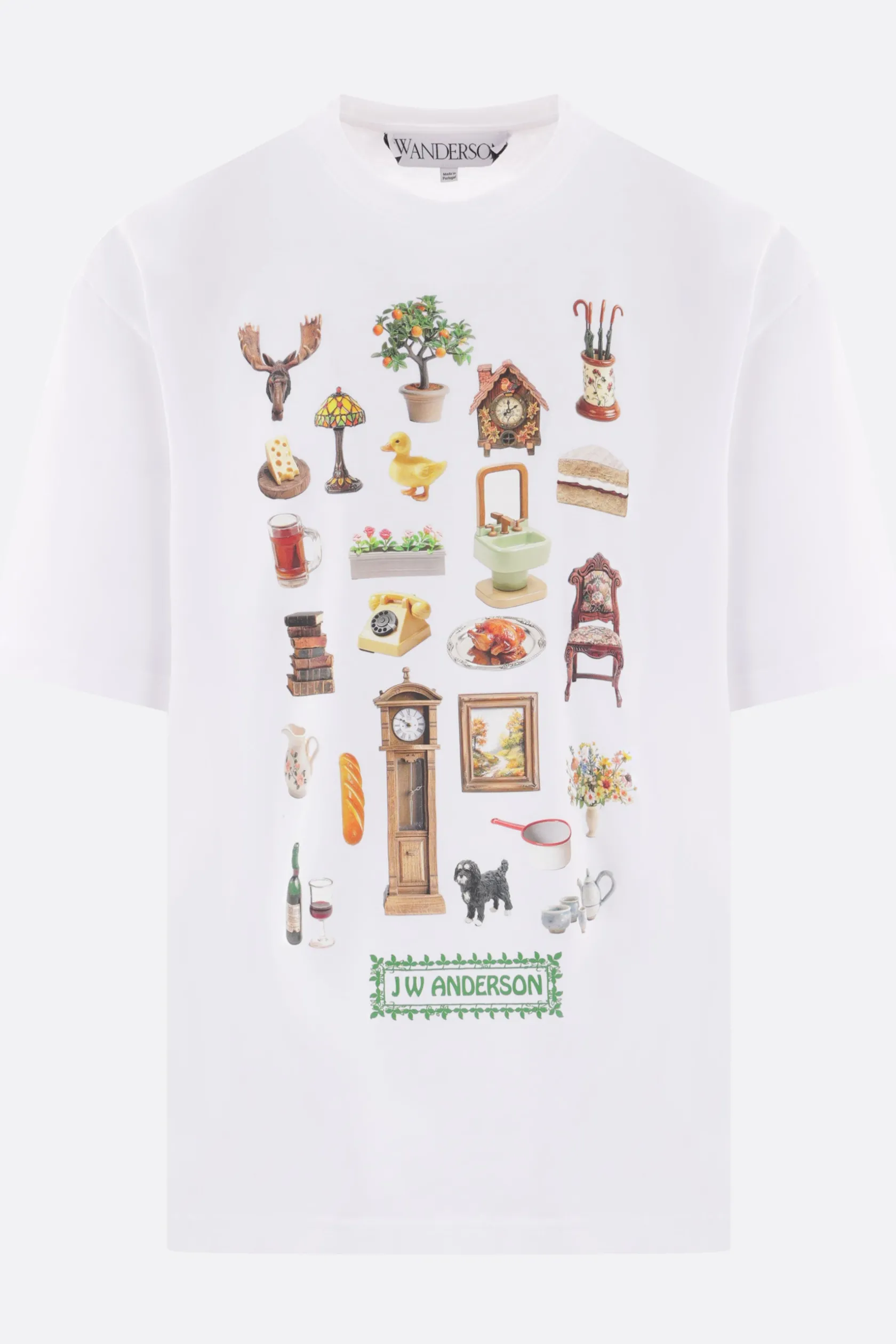 Topwear>JW ANDERSON t-shirt oversize in cotone stampa Diorama Bianco