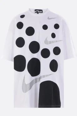 Topwear>BLACK COMME des GARÇONS t-shirt oversize in cotone stampa grafica Bianco