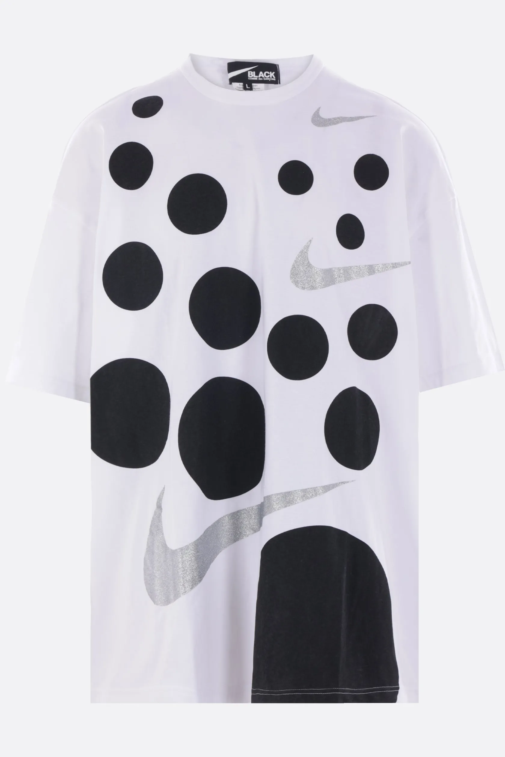 Topwear>BLACK COMME des GARÇONS t-shirt oversize in cotone stampa grafica Bianco