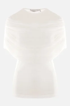 Topwear>CHRISTOPHER ESBER t-shirt Sonora Veiled in jersey a costine Bianco