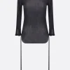Topwear>ANN DEMEULEMEESTER t-shirt Trina in jersey a costine con coulisse Nero