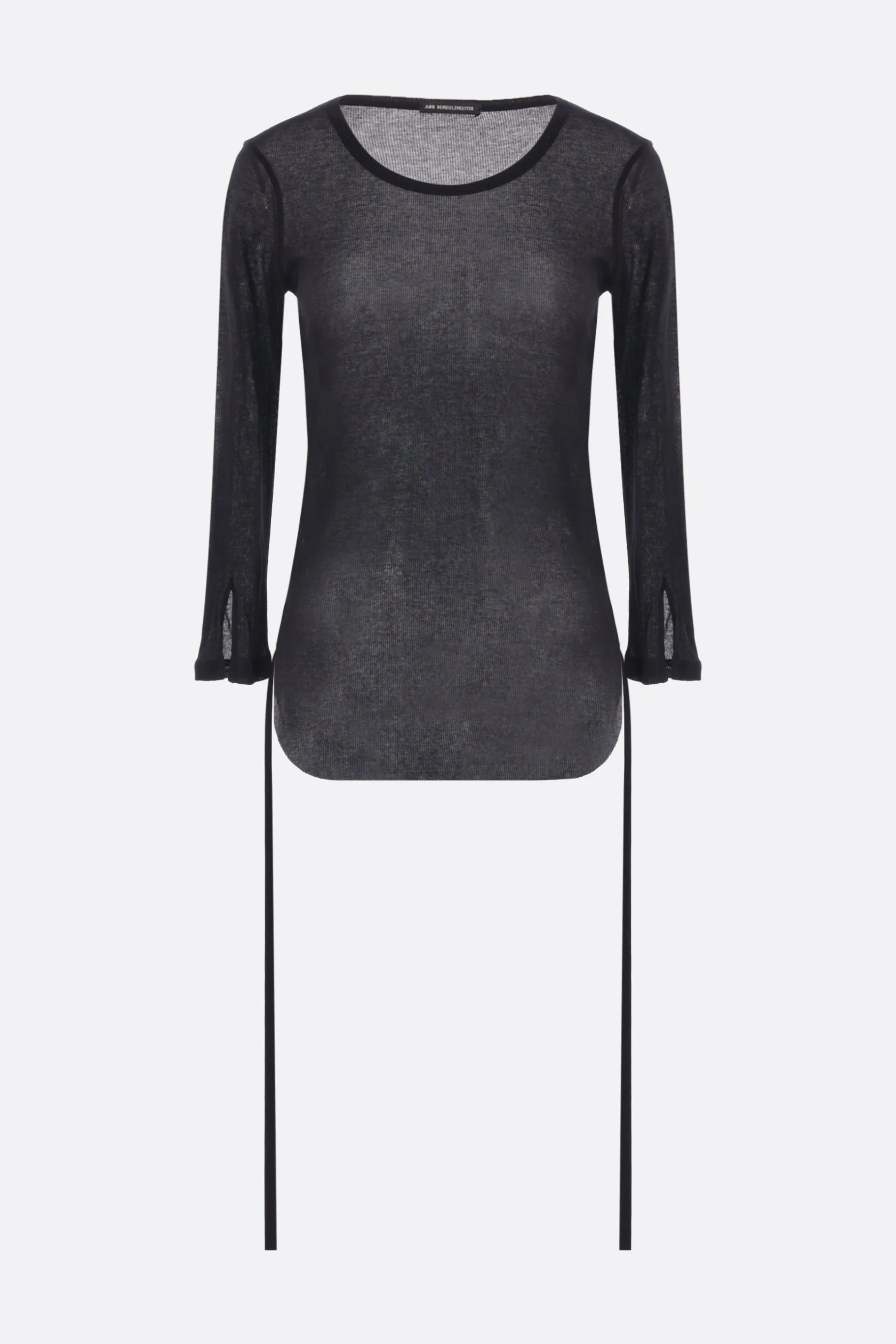 Topwear>ANN DEMEULEMEESTER t-shirt Trina in jersey a costine con coulisse Nero