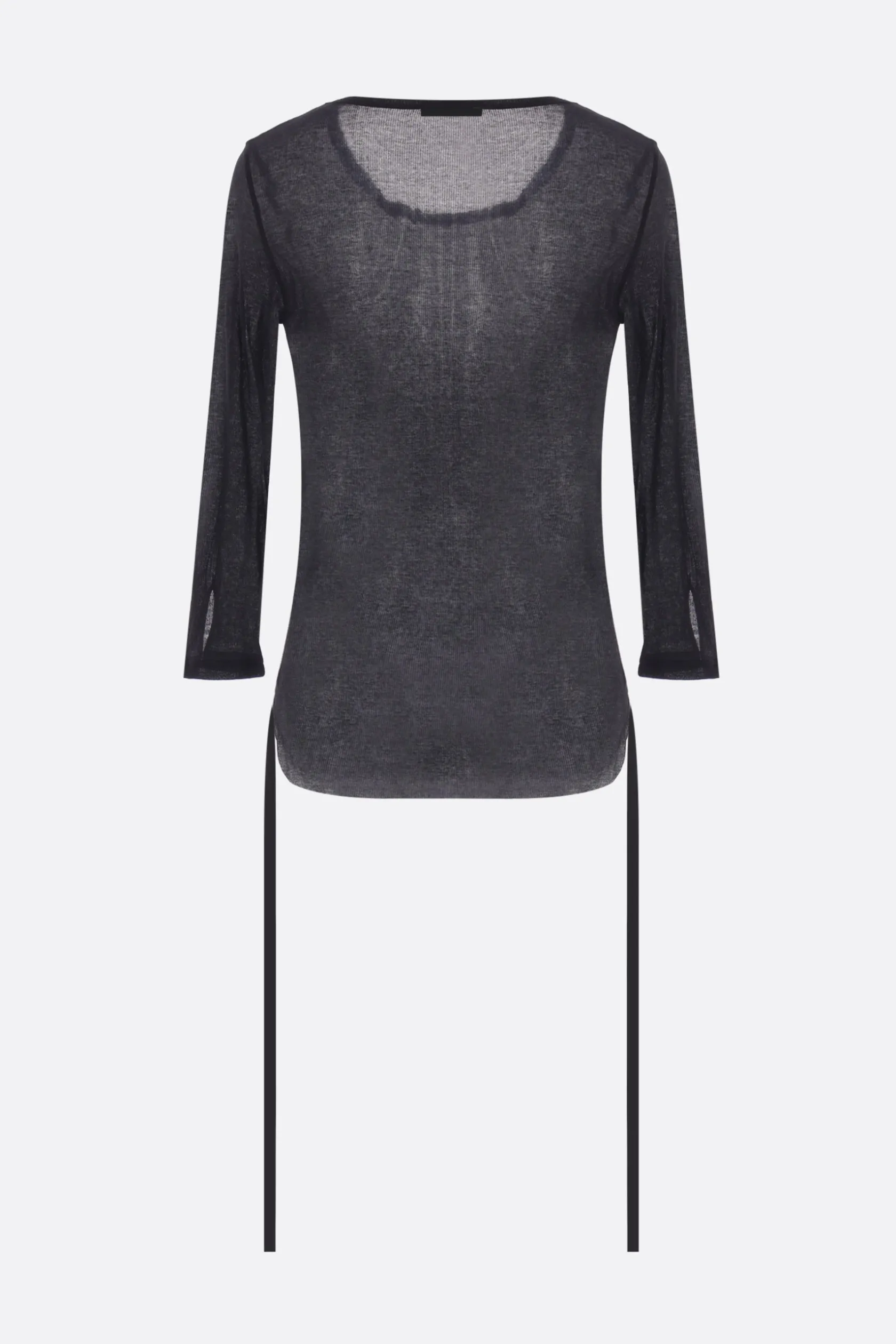 Topwear>ANN DEMEULEMEESTER t-shirt Trina in jersey a costine con coulisse Nero